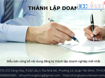 Mẫu bản công bố nội dung đăng ký thành lập doanh nghiệp mới nhất