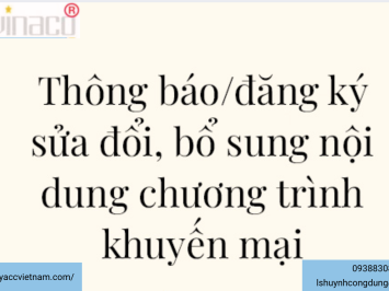 Đăng ký, sửa đổi, bổ sung nội dung chương trình khuyến mại